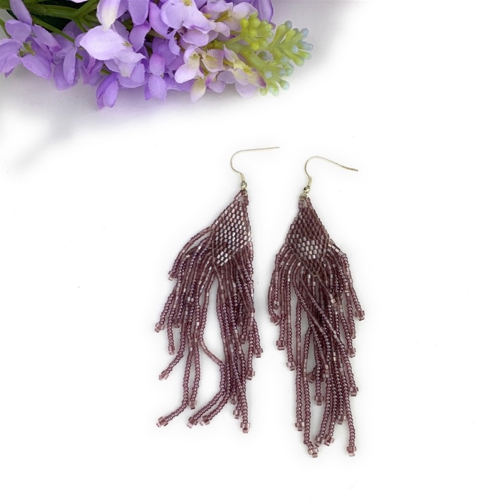Long Glass Bead Earrings